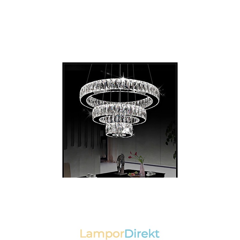 Kristallkronalampor Modern Belysning Tre Ringar D305070 K9 Stora Taklampor I Kristall