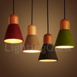Modern Contemporary Wood Multi Colors Concrte Pendellampa