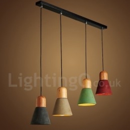 Modern Contemporary Wood Multi Colors Concrte Pendellampa