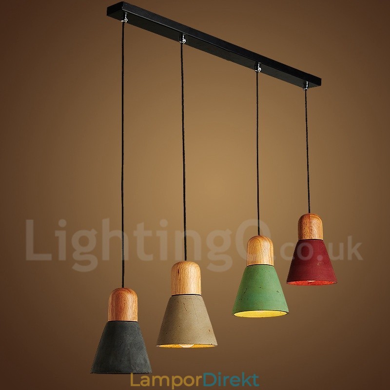 Modern Contemporary Wood Multi Colors Concrte Pendellampa