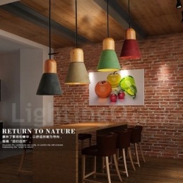 Modern Contemporary Wood Multi Colors Concrte Pendellampa