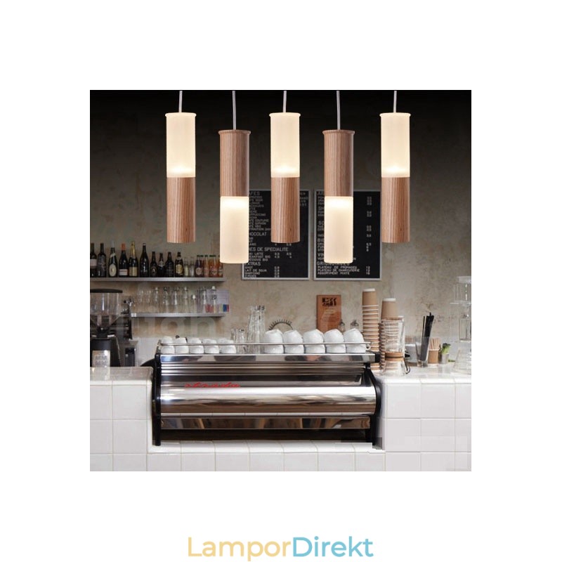 Modern Contemporary 5 Ljus Pendellampa I Trä