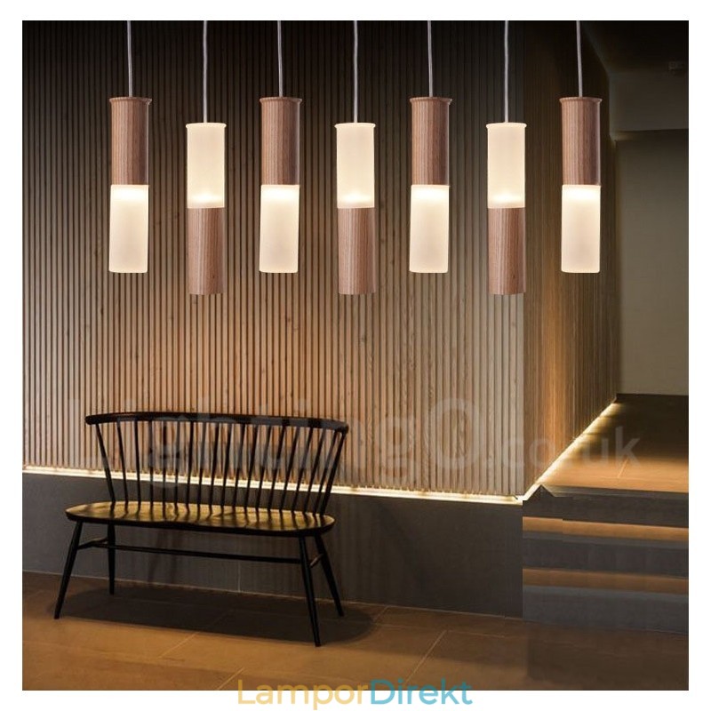 Modern Contemporary 7 Light Wood Pendel Light