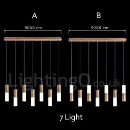 Modern Contemporary 7 Light Wood Pendel Light