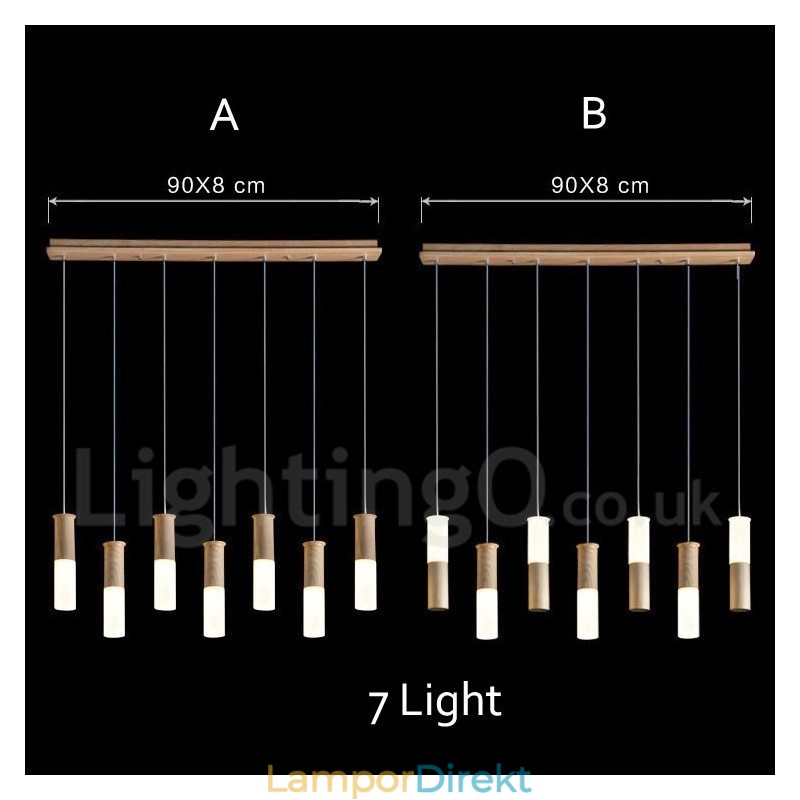 Modern Contemporary 7 Light Wood Pendel Light