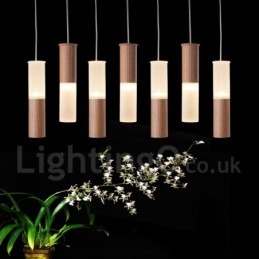 Modern Contemporary 7 Light Wood Pendel Light