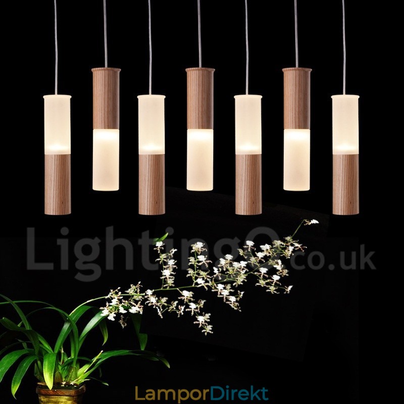 Modern Contemporary 7 Light Wood Pendel Light