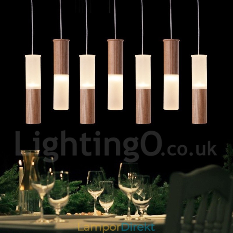 Modern Contemporary 7 Light Wood Pendel Light
