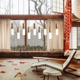 Modern Contemporary 9 Light Wood Pendel Light