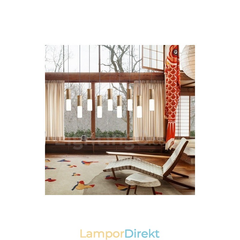 Modern Contemporary 9 Light Wood Pendel Light