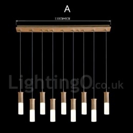 Modern Contemporary 9 Light Wood Pendel Light