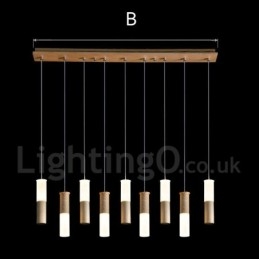 Modern Contemporary 9 Light Wood Pendel Light