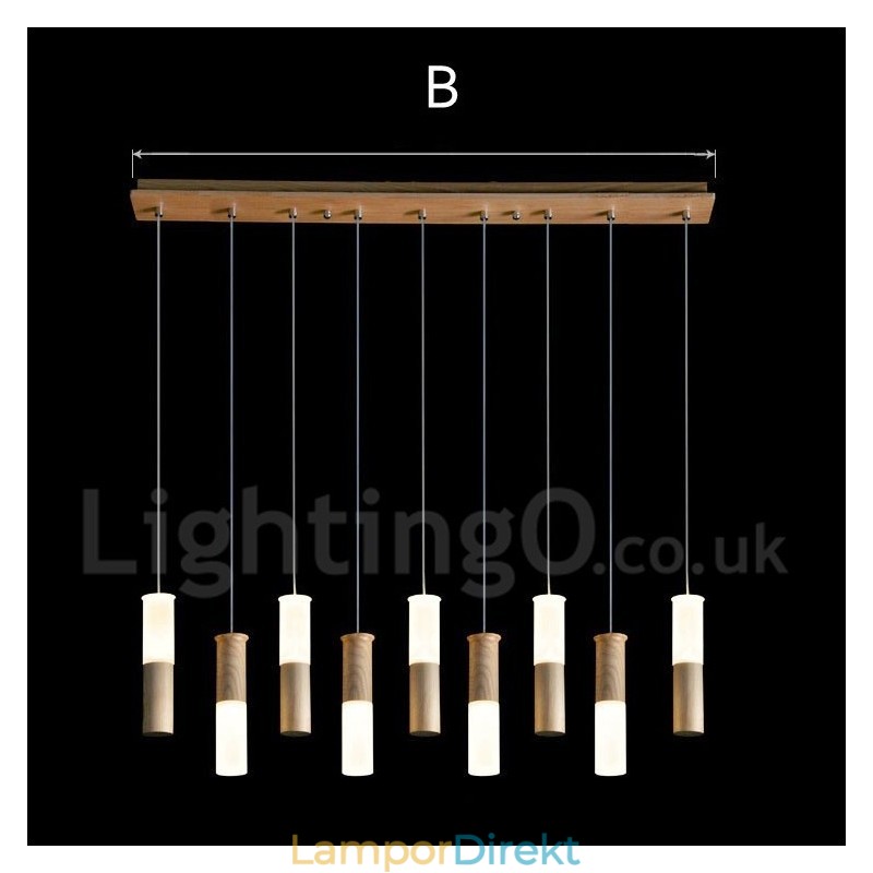 Modern Contemporary 9 Light Wood Pendel Light