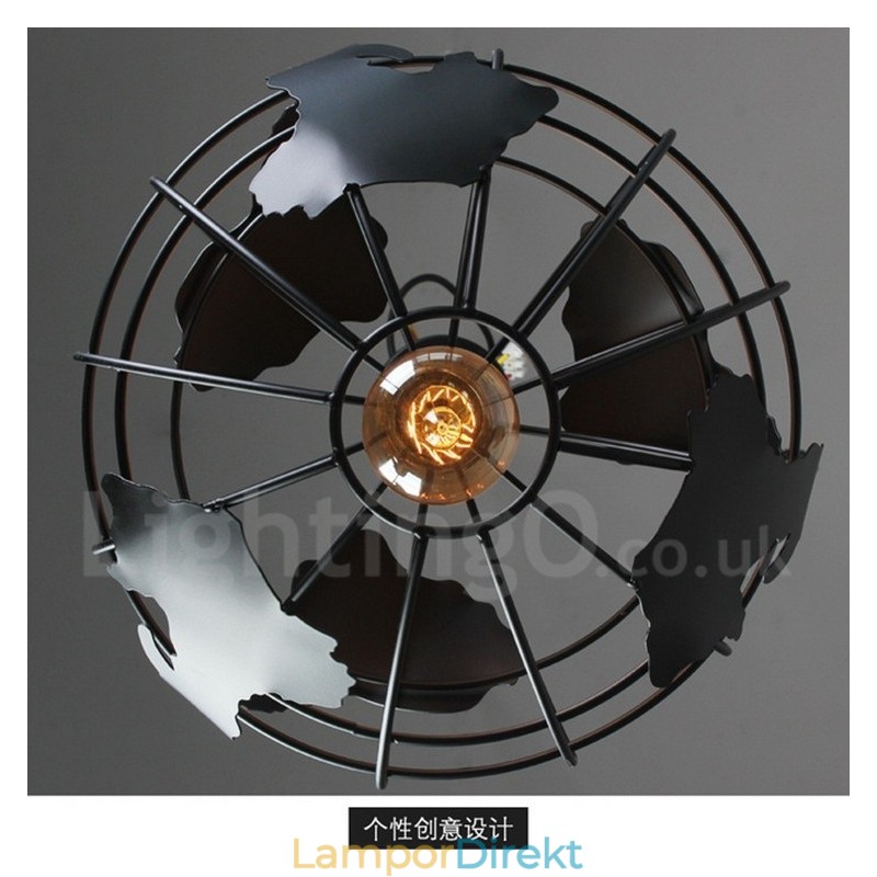 Country Vintage Globe Metall Taklampa