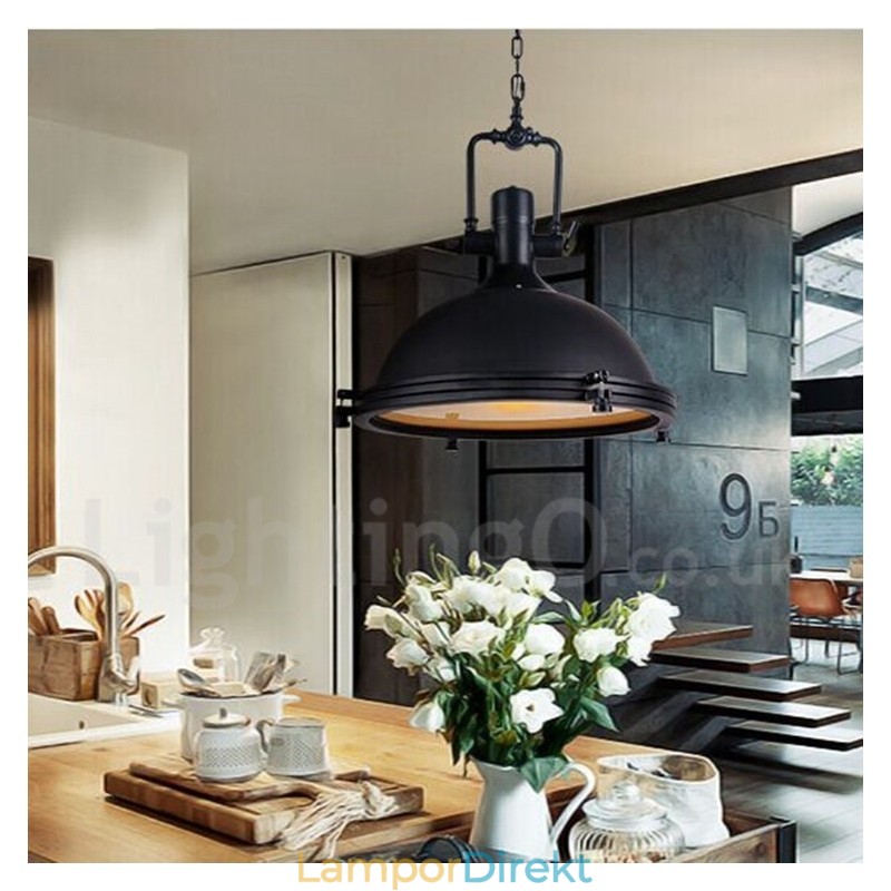Svart Vintage Metall Taklampa