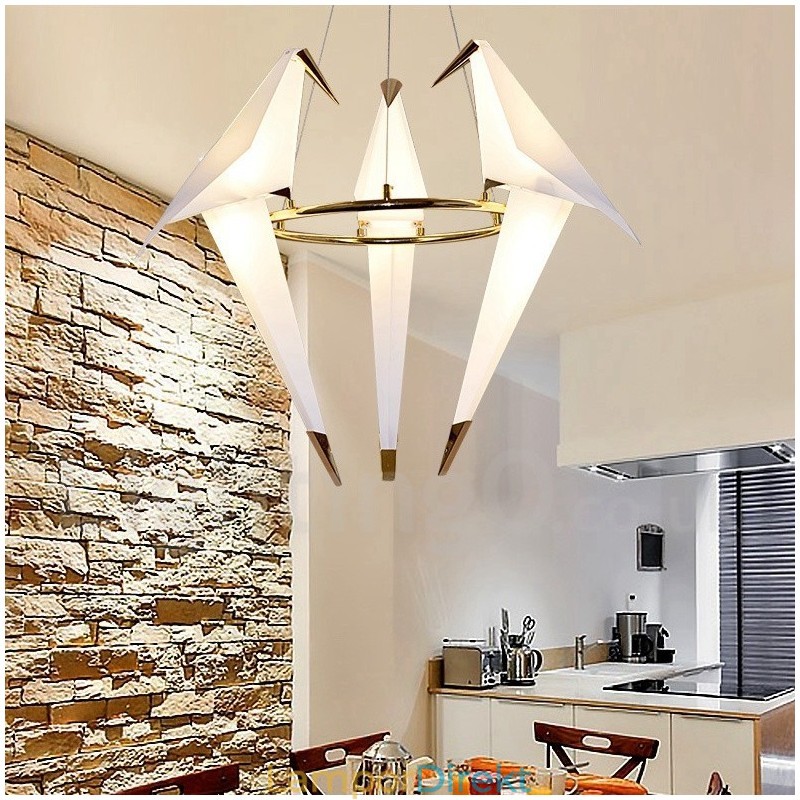 Modern Contemporary Paper Crane 3 Light Pendel Light