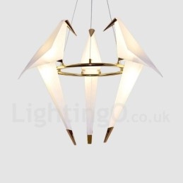 Modern Contemporary Paper Crane 3 Light Pendel Light