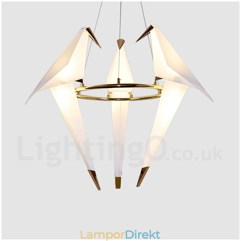 Modern Contemporary Paper Crane 3 Light Pendel Light
