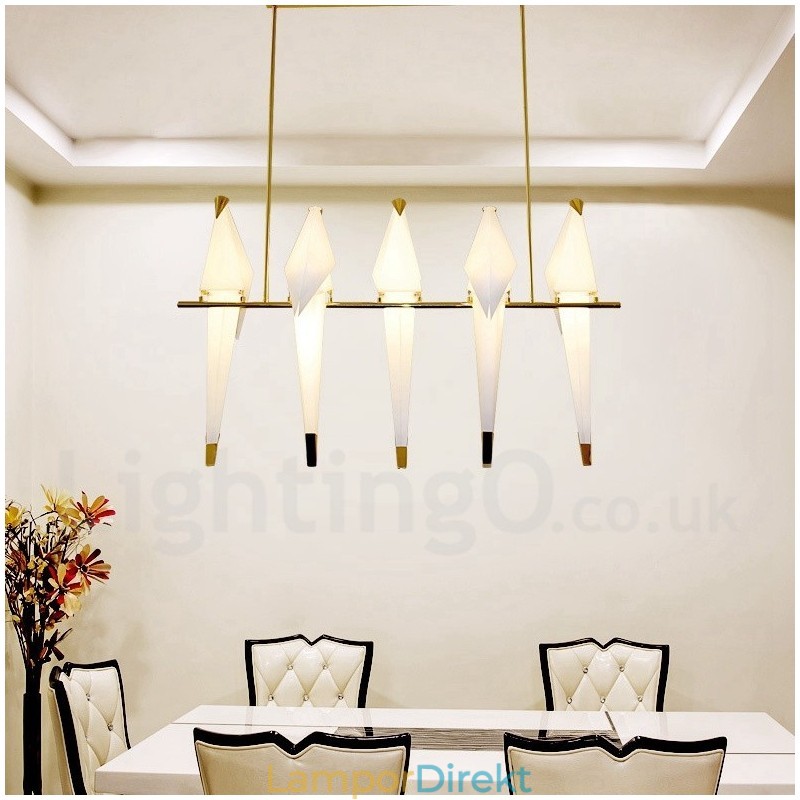 Modern Contemporary Paper Crane 5 Light Pendel Light