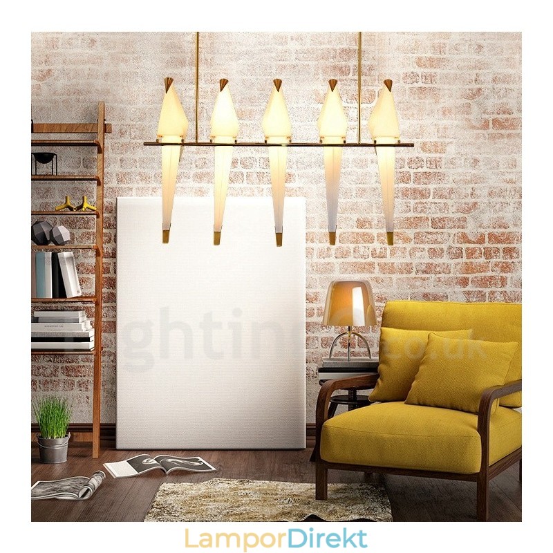 Modern Contemporary Paper Crane 5 Light Pendel Light