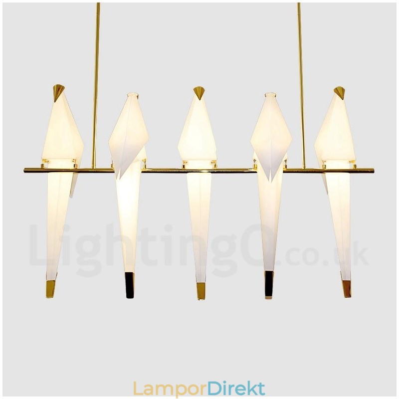 Modern Contemporary Paper Crane 5 Light Pendel Light