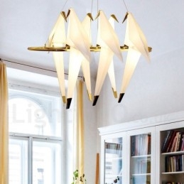 Modern Contemporary Paper Crane 6 Light Pendel Light