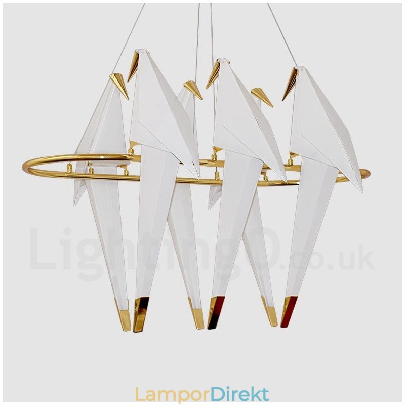 Modern Contemporary Paper Crane 6 Light Pendel Light