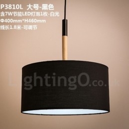 Modern Och Modern Trätrumma Taklampa Med Tygskärm
