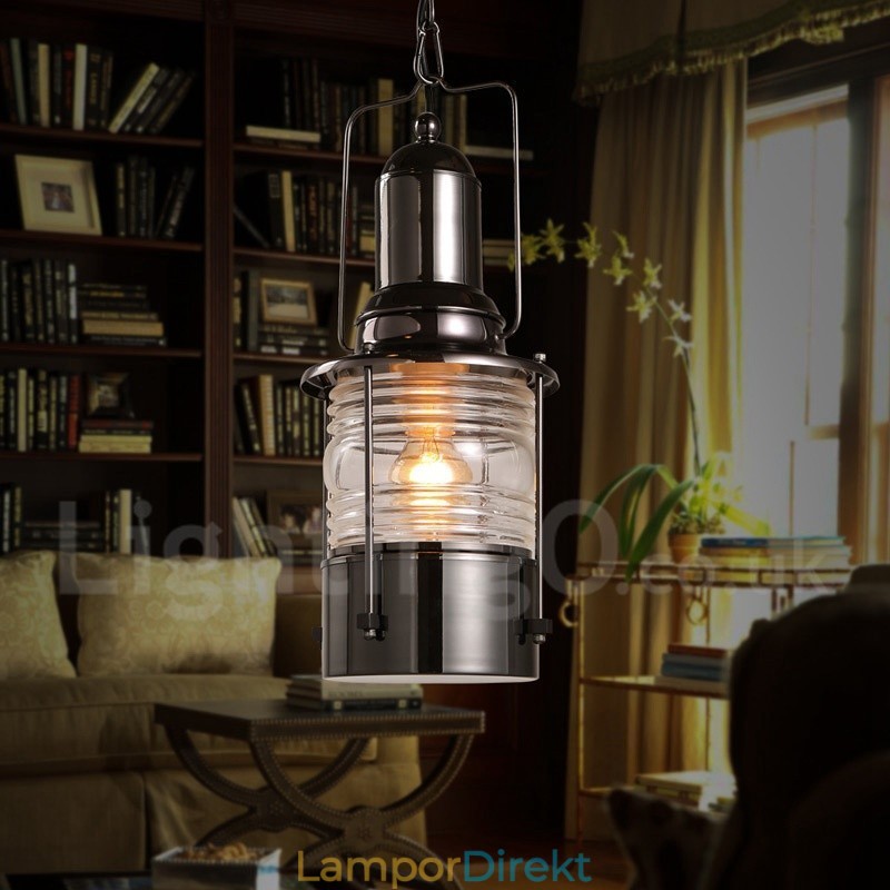 Retro Vintage 1 Ljus Lykta Koppar Taklampa