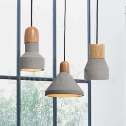 Single Light Modern Contemporary Wood Concrte Pendellampa