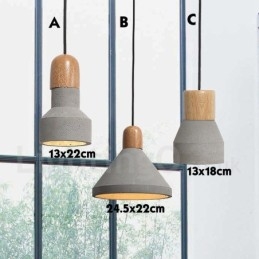 Single Light Modern Contemporary Wood Concrte Pendellampa