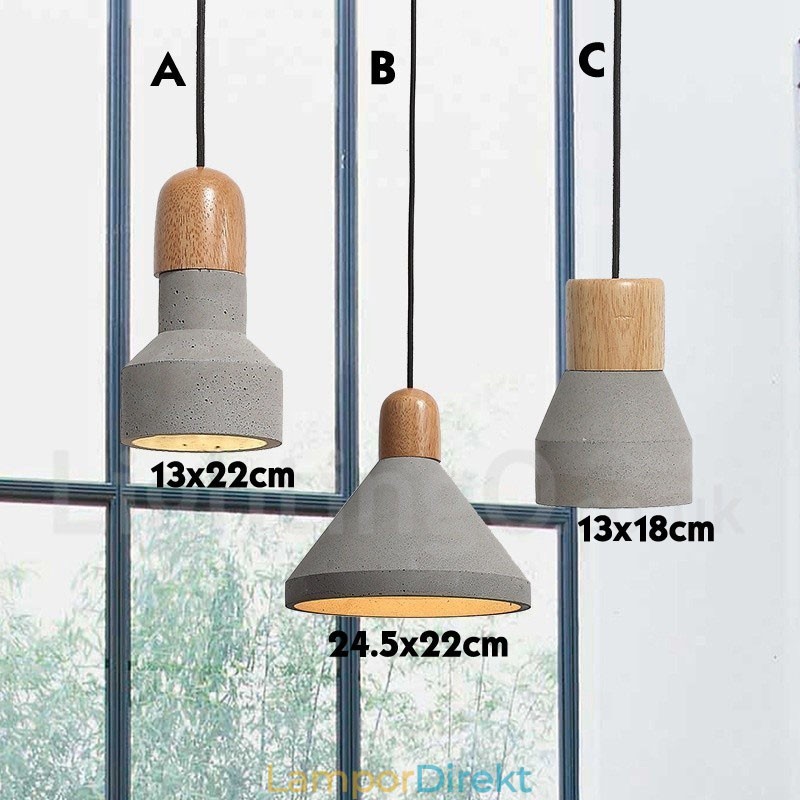 Single Light Modern Contemporary Wood Concrte Pendellampa