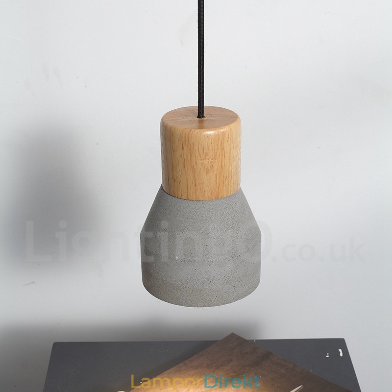 Single Light Modern Contemporary Wood Concrte Pendellampa