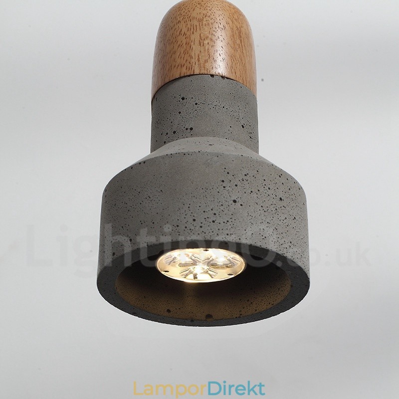 Single Light Modern Contemporary Wood Concrte Pendellampa