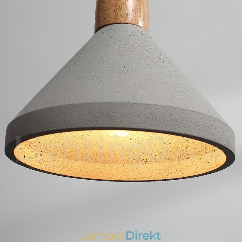 Single Light Modern Contemporary Wood Concrte Pendellampa
