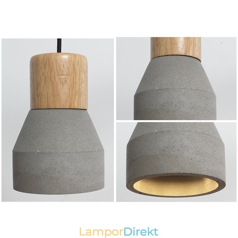 Single Light Modern Contemporary Wood Concrte Pendellampa