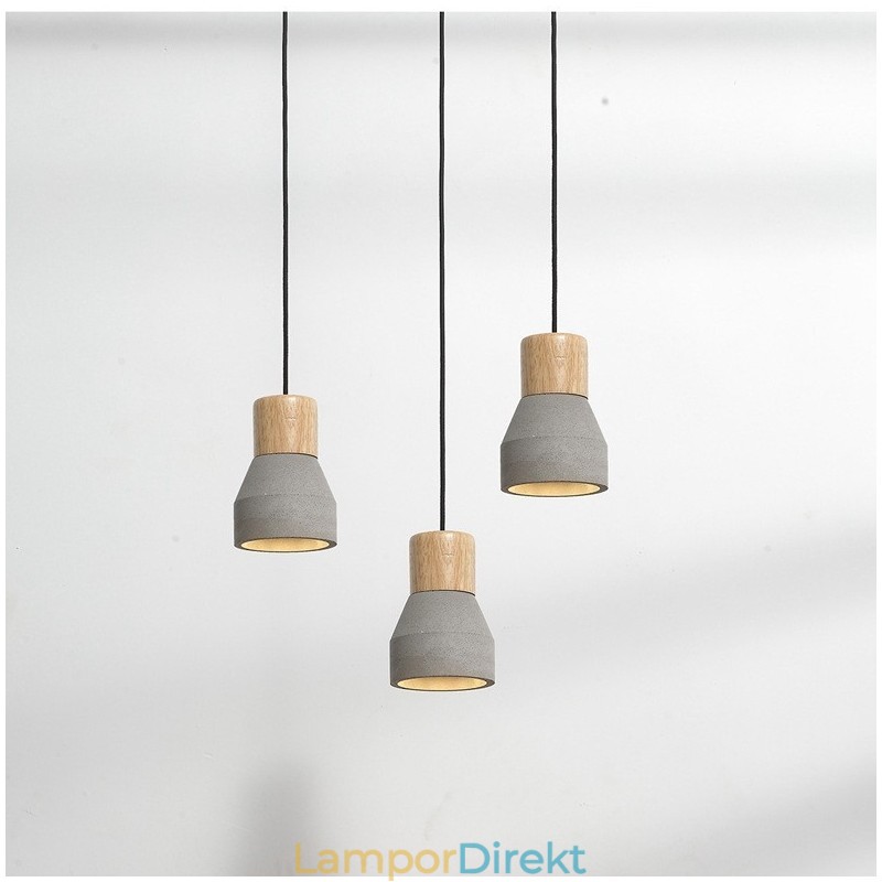 Single Light Modern Contemporary Wood Concrte Pendellampa