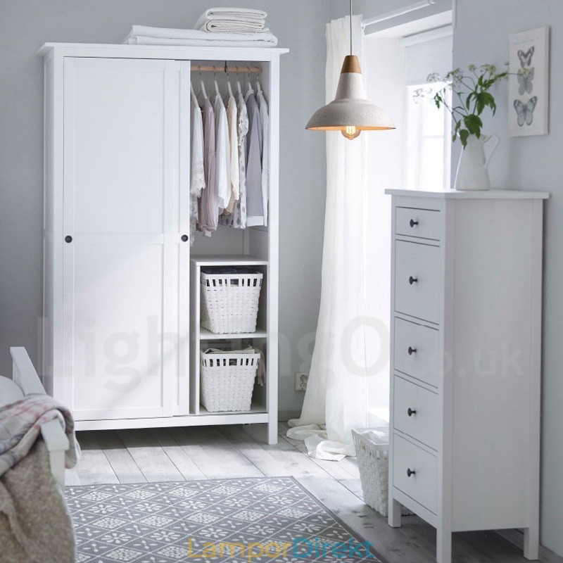 Modern Contemporary 1 Light Wood Concrte Pendellampa