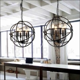 6 Light Metal Globe Vintage Pendellampa