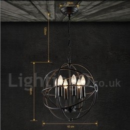 6 Light Metal Globe Vintage Pendellampa