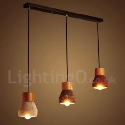 Modern Contemporary 1 Light Wood Concrte Pendellampa