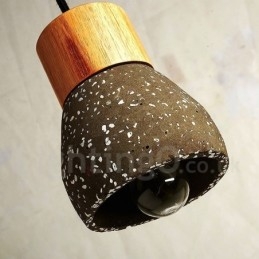 Modern Contemporary 1 Light Wood Concrte Pendellampa