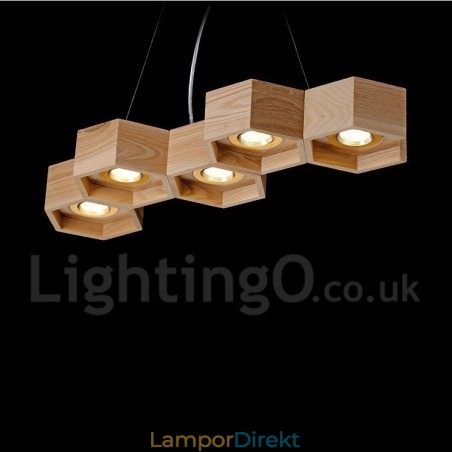5 Ljus Trä Modern Contemporary Pendellampa 5 Ljus Trä Modern Contemporary Pendellampa