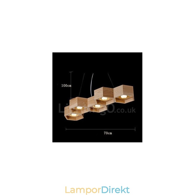 5 Ljus Trä Modern Contemporary Pendellampa