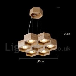 6 Ljus Trä Modern Contemporary Pendellampa