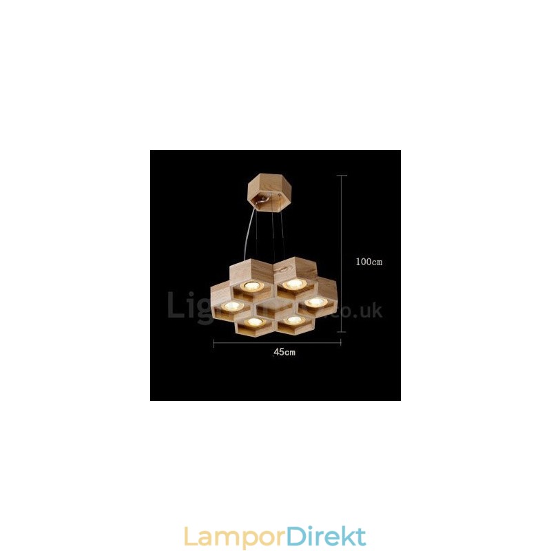 6 Ljus Trä Modern Contemporary Pendellampa