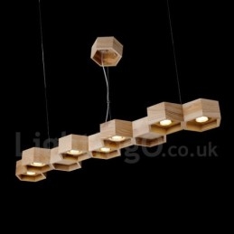 7 Ljus Trä Modern Contemporary Pendellampa