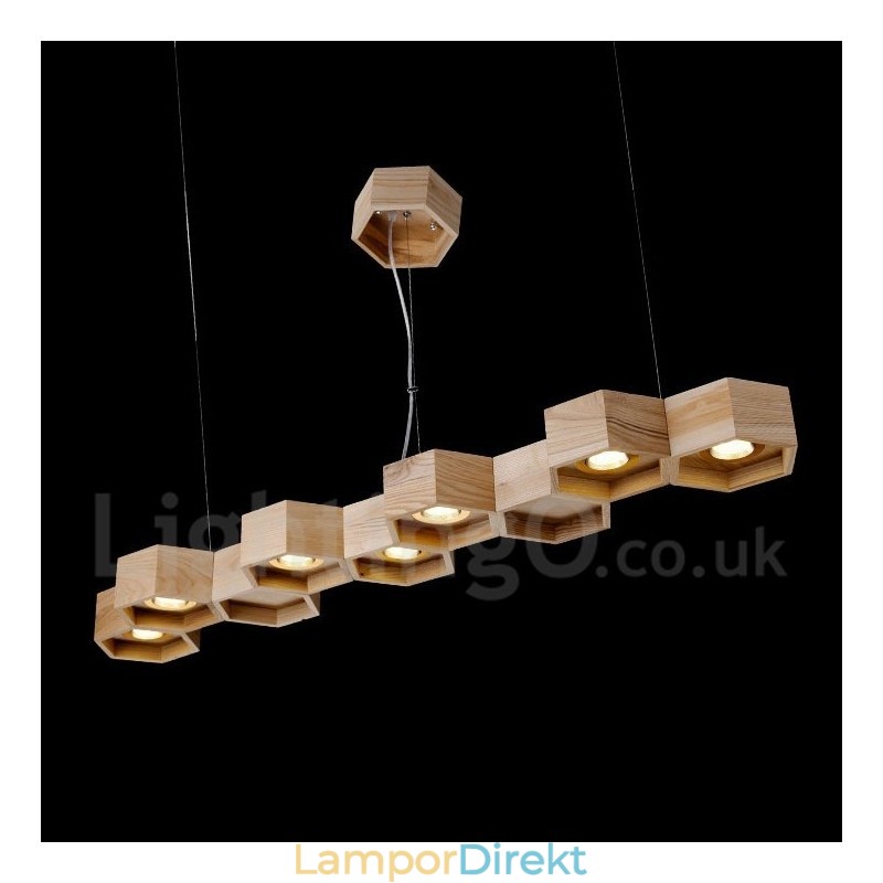 7 Ljus Trä Modern Contemporary Pendellampa