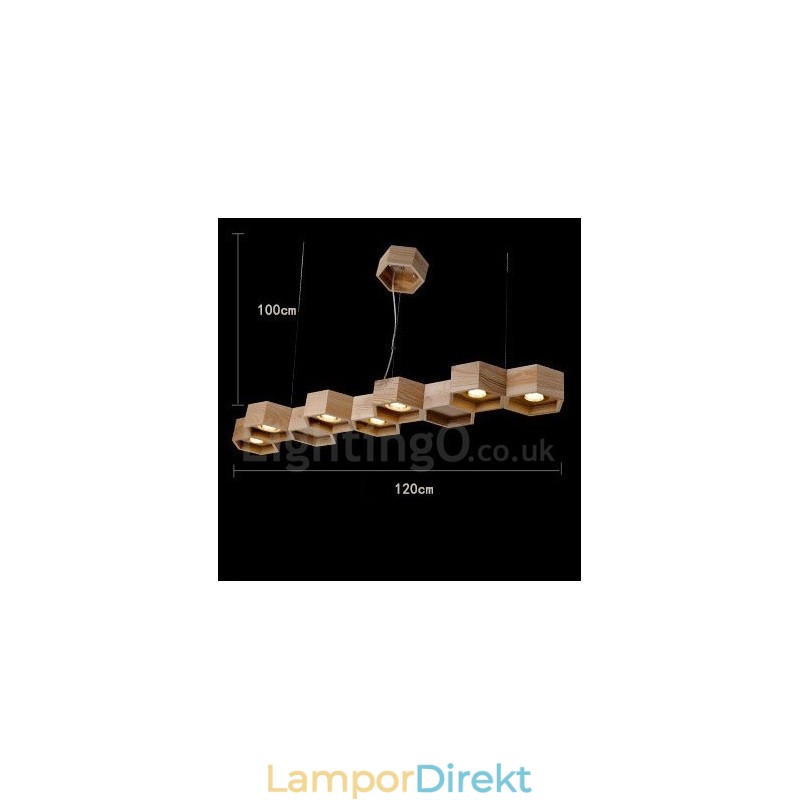 7 Ljus Trä Modern Contemporary Pendellampa