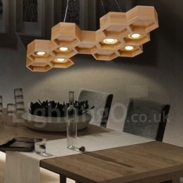 6 Ljus Trä Modern Contemporary Pendellampa